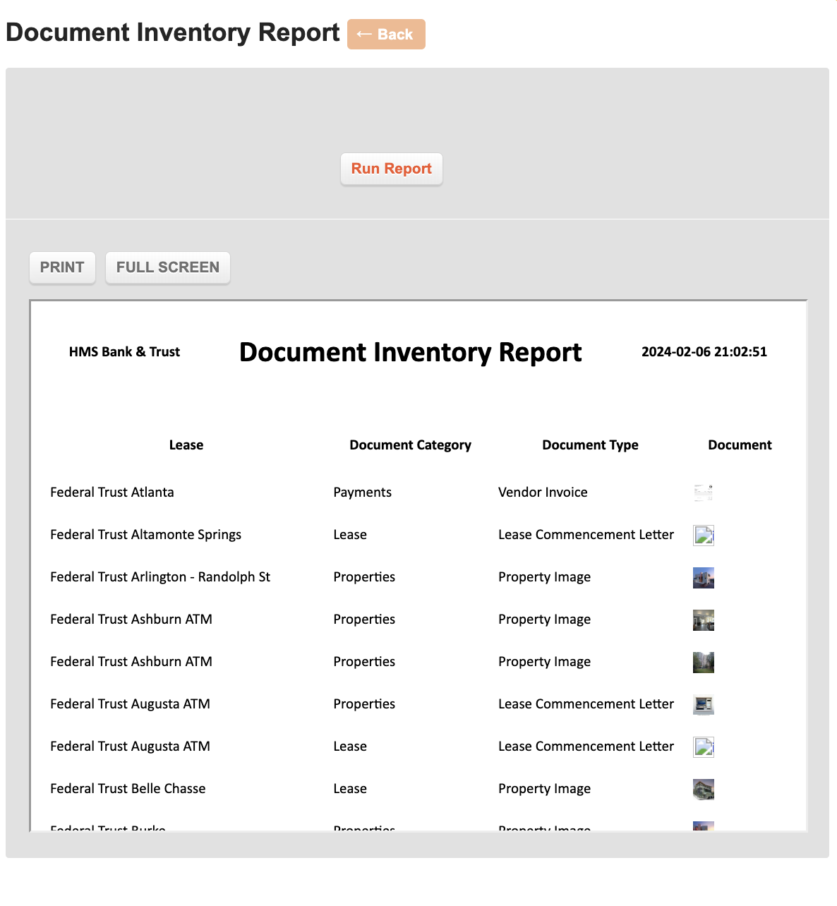 Account Reports: Document Inventory Report – iLeasePro